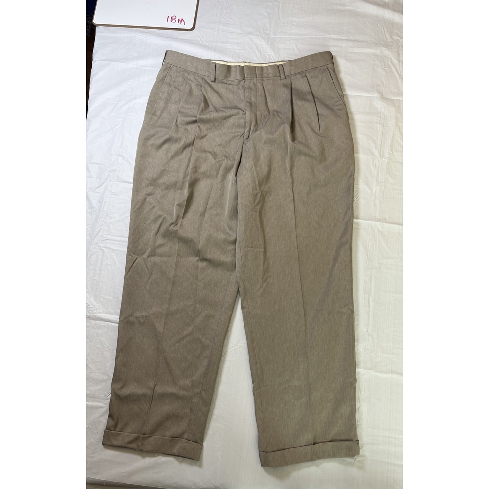 Mens Farah dress pants, tan/khaki, cuffed, pleated, size 38 x 29